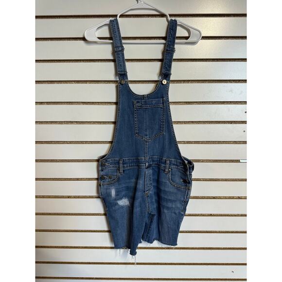 Anthropologie Pilcro Blue Jean Bib Overall Shorts 25 Adjustable - Picture 1 of 10